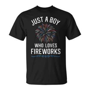 T-shirt Just A Boy Who Loves Fireworks, design patriotique pour hommes et enfants, vêtements de célébration du 4 juillet - Product Image 1