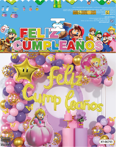 Super <span class=keywords><strong>Mario</strong></span> Thème Vert Bleu Violet Ballon En Latex Espagnol Joyeux Anniversaire Décoration Fournitures Ensembles De Ballons De Fête - Product Image 2