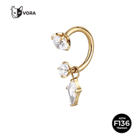 Bijou de corps en titane ASTM F136, anneau fer à cheval avec pendentif CZ pour piercing hélix, cartilage, Vora, pour enfants et mariages