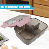 Boîte à lunch avec ensemble de couverts, contenants alimentaires avec 3 compartiments, boîte de préparation des repas pour adultes et enfants, récipient de stockage alimentaire réutilisable