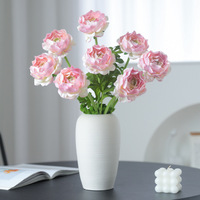 Ornamen dinding bunga buatan, hiasan rumah mewah bunga Peony kain sutra beludru untuk ruang Model