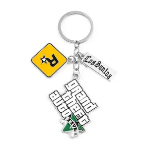 Muti-kolye anahtar tutucu PS4 Xbox PC Keyfob oyunu GTA V Grand hırsızlık oto hayranları için 5 anahtarlık anahtar zincirleri anahtarlık llaveros