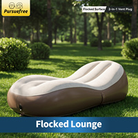 Pursuefree Canapé gonflable floqué en forme de vague, chaise longue en S, pour extérieur et camping, en PVC, portable, facile à ranger, canapé de relaxation