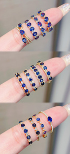 Xinfly Wholesale Luxury Handcrafted AU750 18K Solid Gold Blue Sapphire Gemstone <b>Ring</b> For Women - Product Image 6