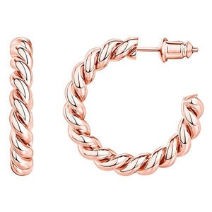 Orecchini a Cerchio E1840 in Oro Rosa Placcati Argento, Design Classico Unisex per Uso Quotidiano - Product Image 3