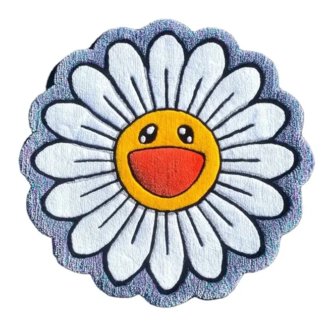 New Custom Design Logo Rug Commercial Handmade Carpet Flower Design Rug Sunflower Handmade Tufted Area Rugs
