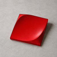Ubin Dinding Keramik Tekstur Timbul 3D Merah Matte, Ubin Relief Lengkung 3D untuk Dekorasi Latar Belakang TV di Lobi Hotel