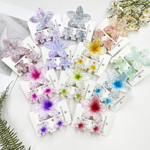 MIO Offre Spéciale fleur cheveux griffe pinces ensembles 3 pièces/ensembles coloré frangipanier cheveux griffe mode filles en plastique fleur petite griffe pince - Product Image 1