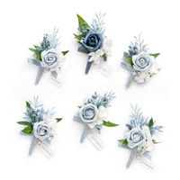 Broche de fleur artificielle faite à la main, boutonnière de mariage pour le marié, épingle de corsage pour banquet, fleur décorative pour revers de costume pour fête