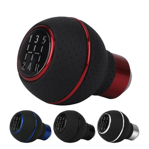 Car Gear <b>Shift</b> <b>Knob</b> 5-Speed Aluminum Leather Round Ergonomic For Manual Transmission Cars - Product Image 3