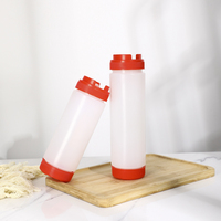 Bouteilles de sauce en plastique inversées rechargeables de 16 oz avec embout grand distributeur – Bouteille à condiments à presser