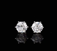 Boucles d'oreilles en or 9K/14K/18K avec diamant de laboratoire taille brillant à six griffes [Approvisionnement direct usine] 0,2-1 Carat Couleur D Pureté VS Certifié IGI