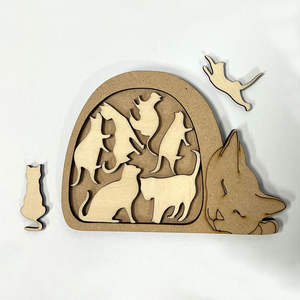 Puzzle en bois MCX Chat Forme irrégulière Casse-tête éducatif Jouet Haute difficulté Cadeau d'anniversaire Défi - Product Image 5