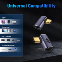 Adaptador USB4 Tipo C de 40 Gbps, Ángulo Recto de 90 Grados y Conector en Forma de U de 180 Grados, USB C Macho a Hembra, 100 W, Conector de Video 8K
