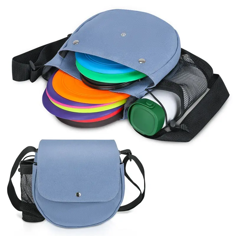 Bolso cruzado personalizado para deportes al aire libre, organizador de almacenamiento con botella de agua, bolsa de malla, bandoleras de disco volador para Golf Frisbee