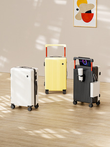 <span class=keywords><strong>Valise</strong></span> à roulettes large et bon marché avec <span class=keywords><strong>porte</strong></span>-gobelet et chargeur USB, ABS+PC, bagage à roulettes large - Product Image 1