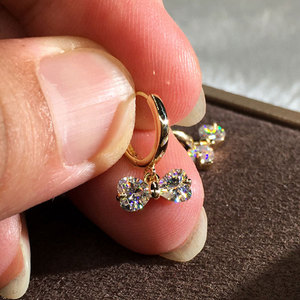 Orecchini Pendenti Coreani Eleganti a Forma di Fiocco con Zirconi Incastonati a Goccia, Gioielli da Donna alla Moda per Uso Quotidiano - Product Image 3