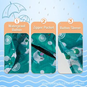 Poncho imperméable pour enfants Woqi, motif floral, vêtements de voyage imperméables pour enfants - Product Image 2