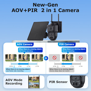 Bewegingsdetectie Ip65 6mp Hd Dual Len Draadloze Wifi Zonne-Energie <span class=keywords><strong>Camera</strong></span> Aov Pir 24/7 Full-Time Opname Ptz Ai Netwerk Beveiligingscamera - Product Image 2