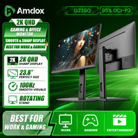 Amdox 23,8 Zoll QHD 2K IPS Monitor 100Hz 1ms 95% DCI-P3 HDR10 Schmaler Rahmen Höhenverstellbarer Gaming- und Büro-Bildschirm