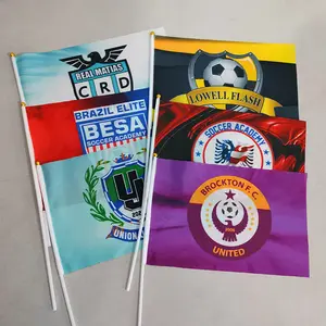Пользовательские футбольные матчи Быстрая доставка британские ручные флаги с полюсом рекламные