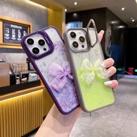 Support de caméra papillon en acrylique liquide scintillant, accessoires pour téléphone portable, coque pour iPhone 11 12 13 14 15 16 17 18 Pro Max