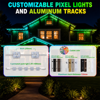 Lumières de Noël pour extérieur, étanches IP68, permanentes, pour corniches, à LED RVBW 48V, 20mm, 6 points lumineux adressables