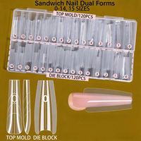 15 Tailles – Moules à Ongles Transparents Double Forme – Capsules Sandwich Coffin pour Extension Acrylique et Gel UV – Pas de Plateau en Papier Nécessaire – Manucure