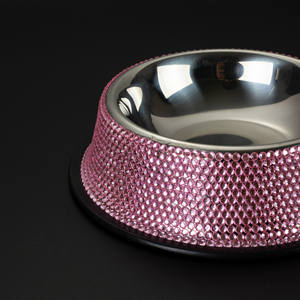 <span class=keywords><strong>Pink</strong></span> Rhinestone <span class=keywords><strong>Cat</strong></span> Bowls Bling Dog <span class=keywords><strong>Bowl</strong></span> Aço inoxidável para animais de estimação Alimentos Pratos De Água Sparkly Luxo Full Rhinestones Dog Bowls - Product Image 4