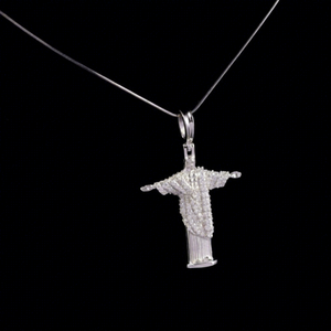 Colgante de Plata 925 con Estatua de Jesús Brasileño, con Moissanita que Pasa la Prueba del Diamante, Joyería de Moda para Hombre y Mujer - Product Image 1