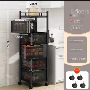 Étagère de <span class=keywords><strong>cuisine</strong></span> rotative multicouche Étagère à légumes multifonctionnelle en métal pratique avec ancien cadre rond - Product Image 3