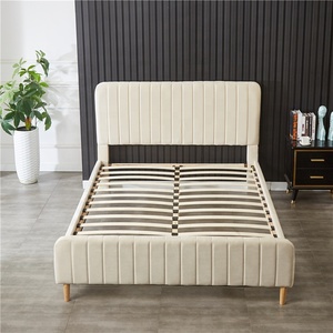 <span class=keywords><strong>Lit</strong></span> plateforme <span class=keywords><strong>de</strong></span> style européen en crème beige avec des motifs rembourrés doux, cadre <span class=keywords><strong>de</strong></span> <span class=keywords><strong>lit</strong></span> moderne King, meubles <span class=keywords><strong>de</strong></span> chambre à coucher - Product Image 4