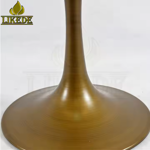 Socle de table en forme de tulipe en laiton antique frotté à la main, cœur en fonte, piédestal en métal pour tables de salle à manger d'hôtel de luxe - Product Image 5