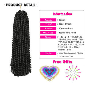 Cheveux synthétiques pour tresses au crochet, style Spring Twist, 12 pouces, effet volumineux, afro bouclé, extension capillaire - Product Image 3