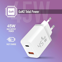 Chargeur mural compact pour téléphone portable OEM ODM personnalisé 45W Slim GaN double port PD3.0 QC3.0 à charge rapide