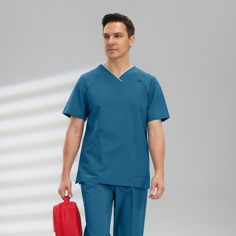 Homme bleu paon à manches courtes
