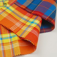 Tejido liso tejido rojo amarillo cuadros colores brillantes 21s Algodón puro Check Madras hilo teñido tela para camisas