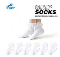 Chaussettes antidérapantes en coton doux et respirant pour tout-petits, avec volants en dentelle personnalisés, motif animalier, vente en gros