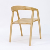 Chaise de salle à manger moderne en bois de frêne massif, chaise de salle à manger en bois à dossier ouvert avec panneau de siège en bois massif pour salle à manger
