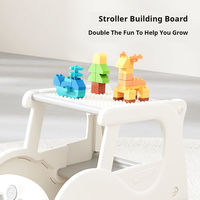 Marche-bébé multifonctionnel pour enfants, jouet d'apprentissage de la marche avec table de construction, poussette réglable