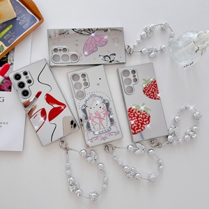 Sang trọng điểm khoan mạ bạc Gương điện thoại trường hợp đối với <span class=keywords><strong>Samsung</strong></span> Galaxy S23 S24 Ultra s22ultra bướm bìa dây đeo cổ tay trường hợp - Product Image 6