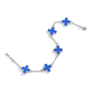 Cross <b>Bracelet</b> <b>Copper</b> Alloy Blue Cross Design Unisex Fashion Jewelry - Product Image 3