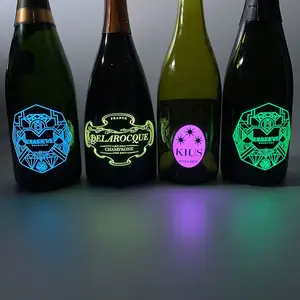 Nightclub Party factory supplier colorful customized LED champagne sticker wine EL bottle label