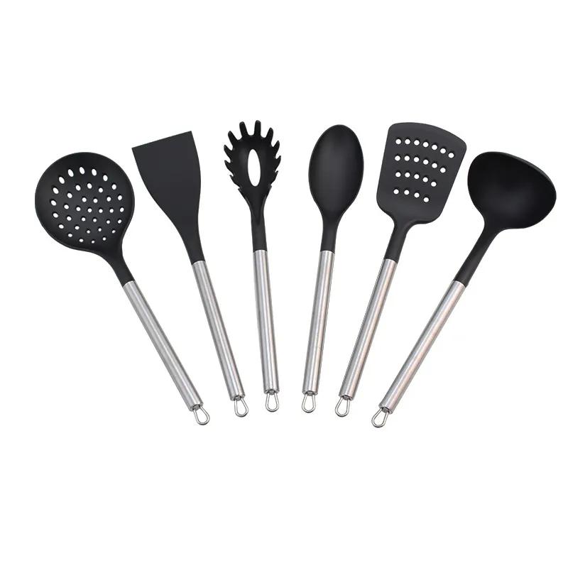 Factory Wholesale Food Grade Nylon Kitchen Utensils Tools Set With Stainless Steel Handle
