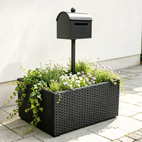 Jardinière carrée personnalisée en rotin PE pour base de poteau de boîte aux lettres, pot de fleurs d'extérieur en rotin pour poteau de courrier