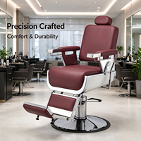 Fauteuil de barbier hydraulique rétro inclinable avec appui-tête et repose-pieds réglables pour salon de coiffure professionnel