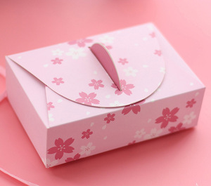 Caja de papel <span class=keywords><strong>Sakura</strong></span> rosa con asa para piruletas y galletas - Product Image 3