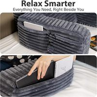 Coussin de dossier moderne en mousse à mémoire de forme déchiquetée en forme de U avec housse amovible pour lit, lecture, accoudoirs, grandes poches, soutien doux