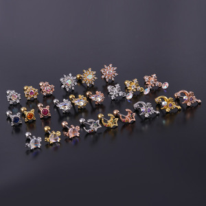 Orecchino a bottone con Piercing alla cartilagine in acciaio inossidabile gioielli <span class=keywords><strong>per</strong></span> ragazze Mini orecchino con Piercing all'orecchio a croce con zirconi <span class=keywords><strong>per</strong></span> le donne - Product Image 3