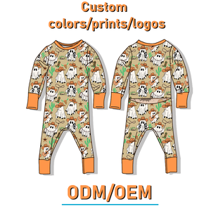 Pyjamas en bambou tricoté personnalisés avec fermeture éclair pour bébés et enfants, fermeture éclair bidirectionnelle, unisexe - Product Image 4